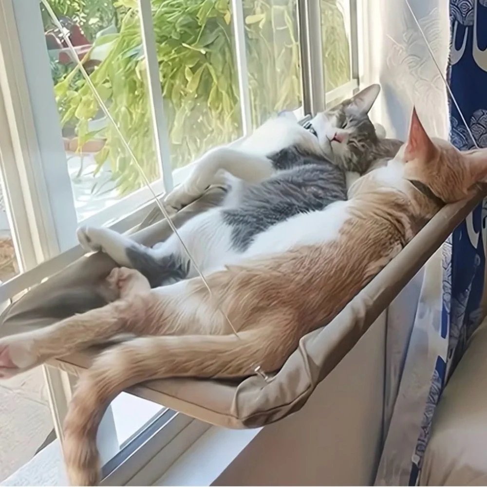 Window-Mounted Cat Hammock Bed with Suction Cups – Cozy Window Perch for Cats